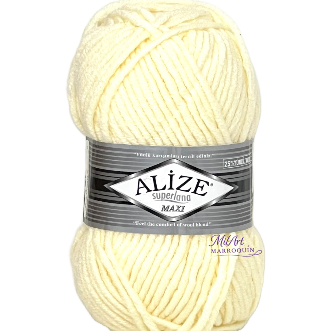 ALIZE SUPERLANA MAXI #01 CREMA 100G