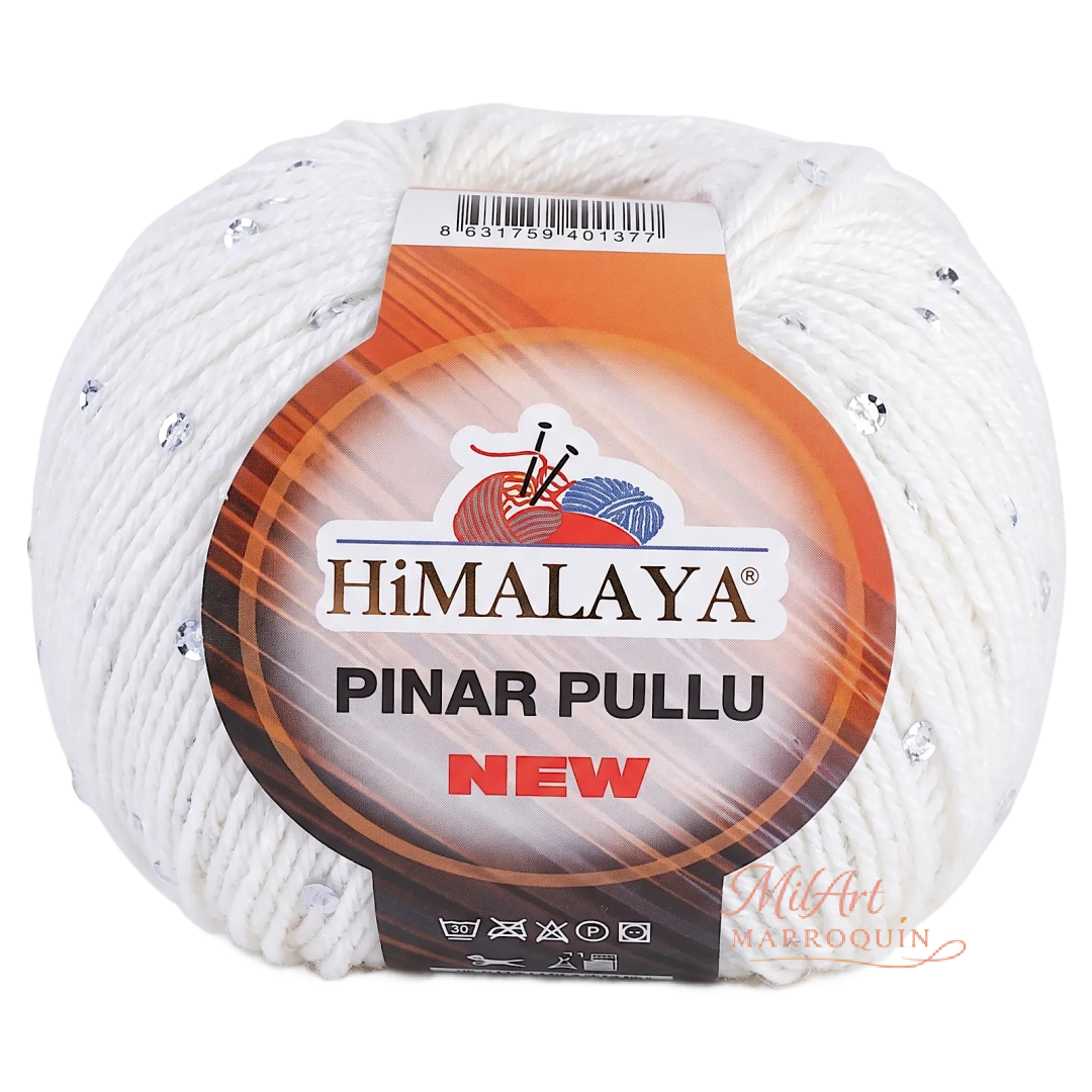 HIMALAYA PINAR PULLU #61201 BLANCO LENTEJUELA PLATA 50G