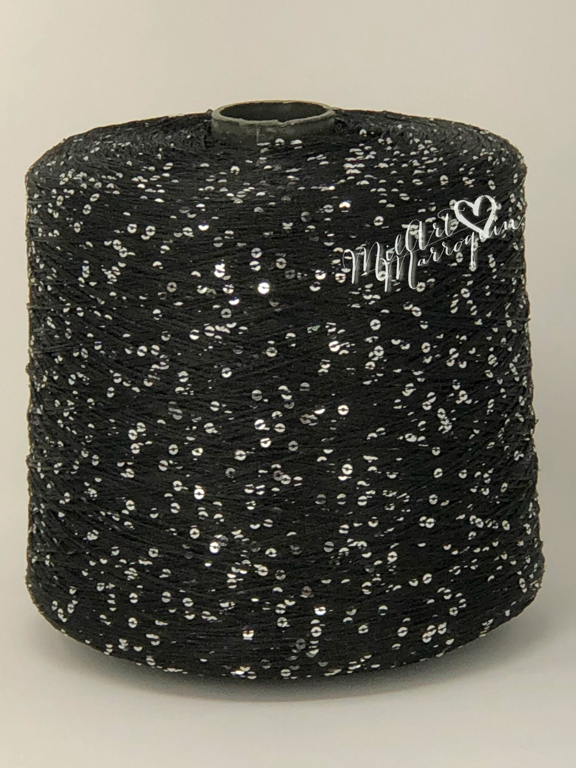 LENTEJUELA YARN #2895 NEGRO PLATA 100g